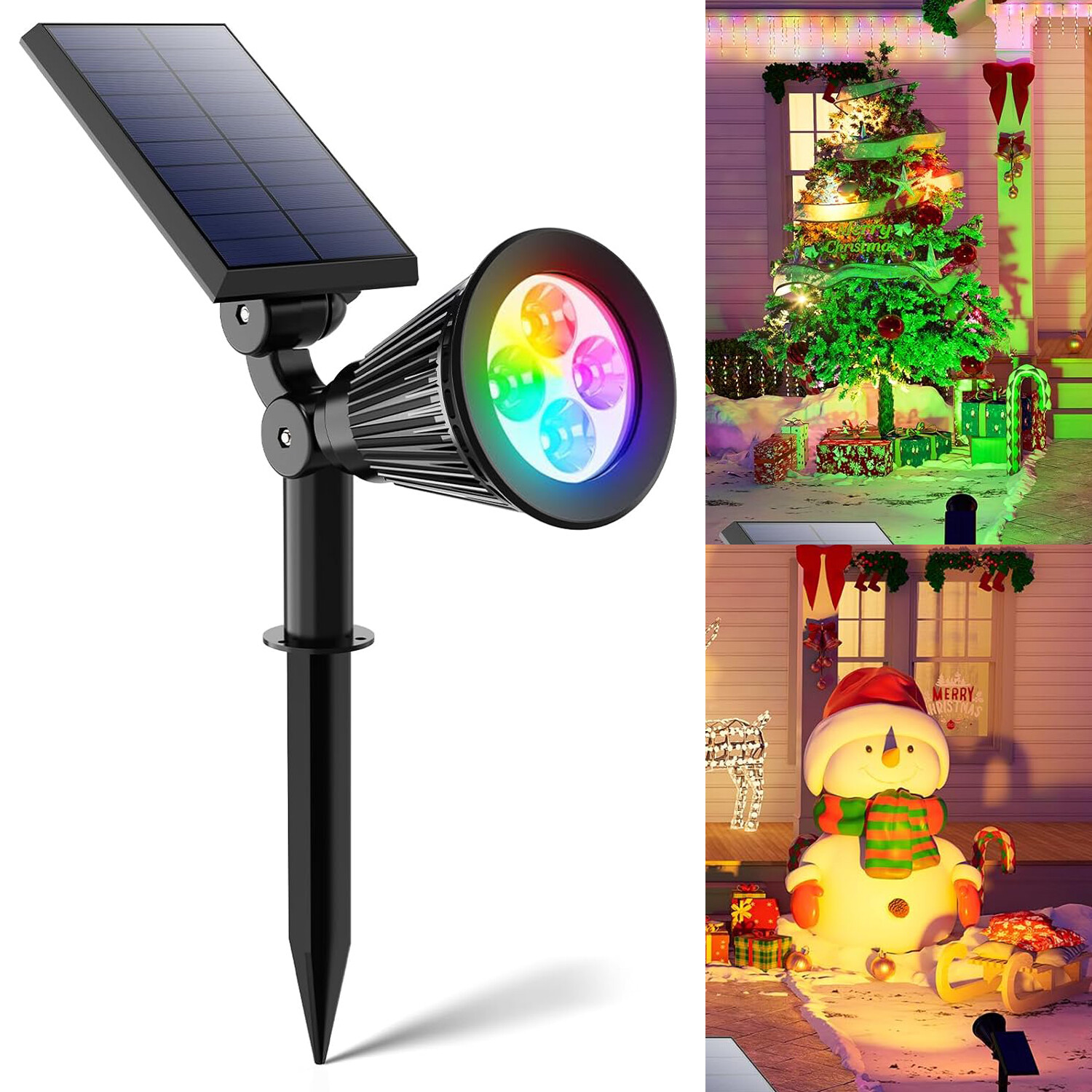 Solar RGB 7Color Change Spotlight Outdoor Garden Security Pathway Lawn Wall Lamp gallery