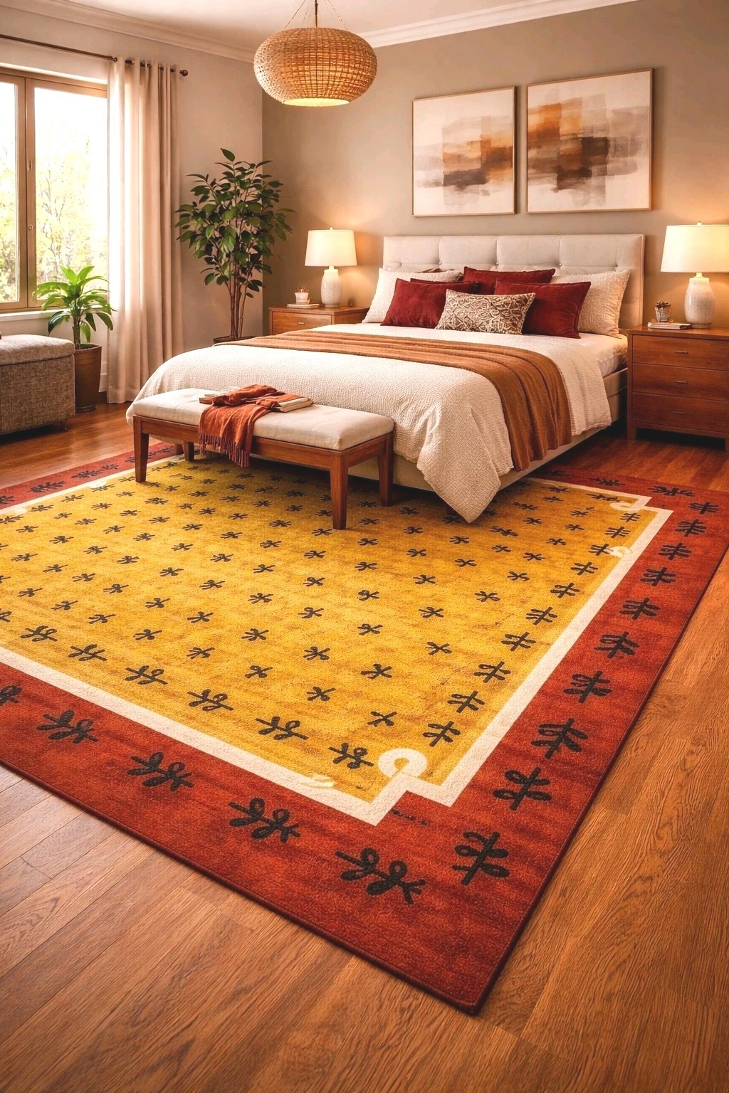 Rust Yellow Modern Abstract Wool Rug Hand Tufted Luxury Bordered Living Room Car gallery