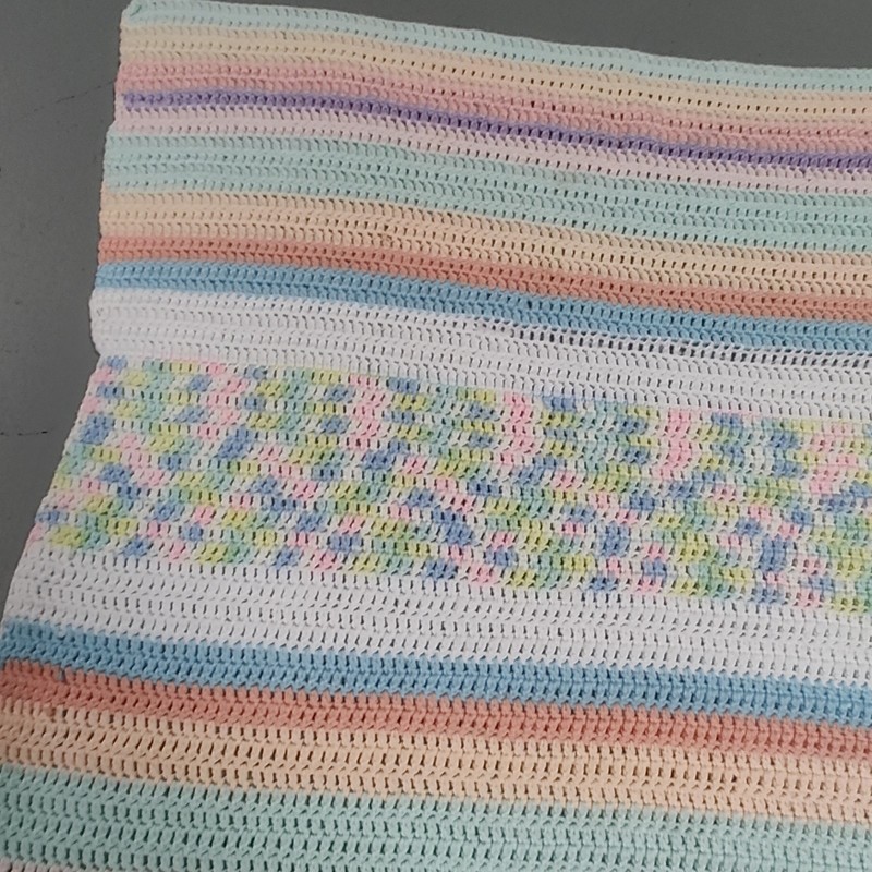 Handmade Crochet Striped Sofa Throw Blanket Multicolor Decorative 36x33 in gallery