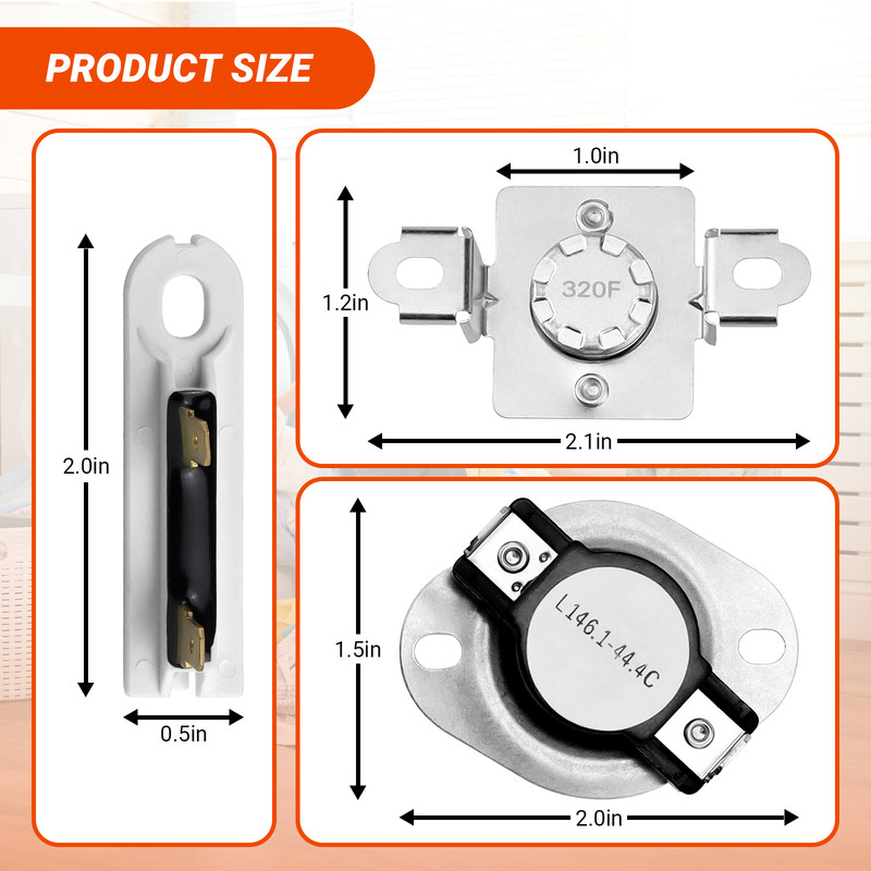 2 Pack 8544771 Dryer Heater Heating Element Fits For Whirlpool Kenmore WP8544771 gallery