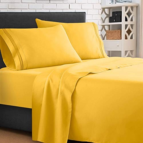 Supreme 1500 Collection 4pc Bed Sheet Set - Size Queen Yellow gallery
