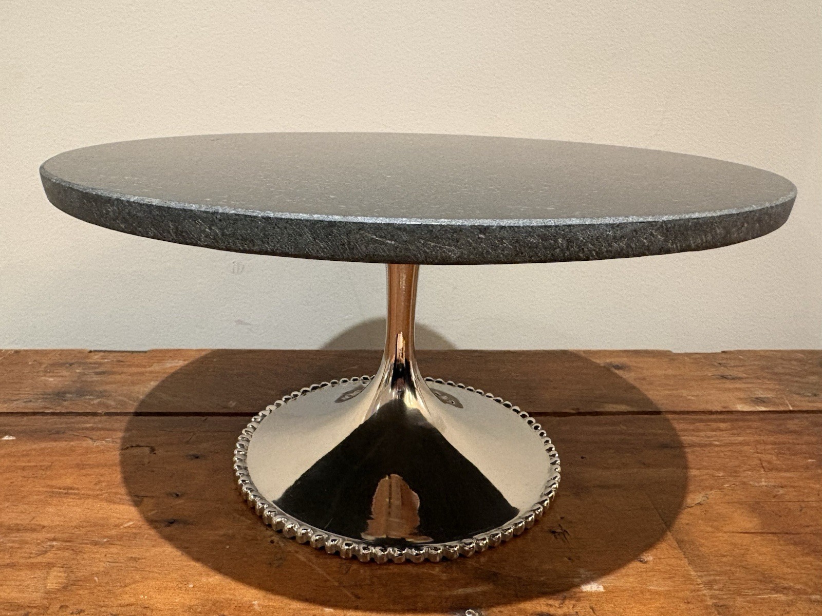 NEW Michael Aram Molten Cake Stand - Black Granite with Nickel Silver Base 11” gallery