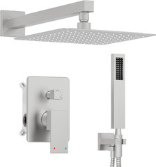 Shower System, 10” High Pressure Brushed Nickel Shower Head with Handheld Spray