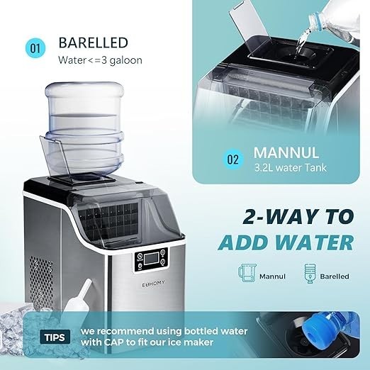 Ice Cube Maker Machine Countertop, 2 Ways to Add Water, 45Lbs/Day 24 Pcs gallery