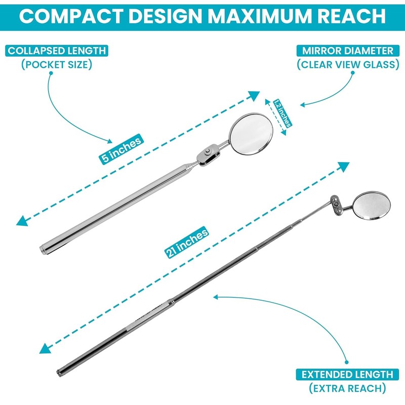 2-Pack Telescoping 1.2 inches (diameter) x 21 (length), Mirror gallery