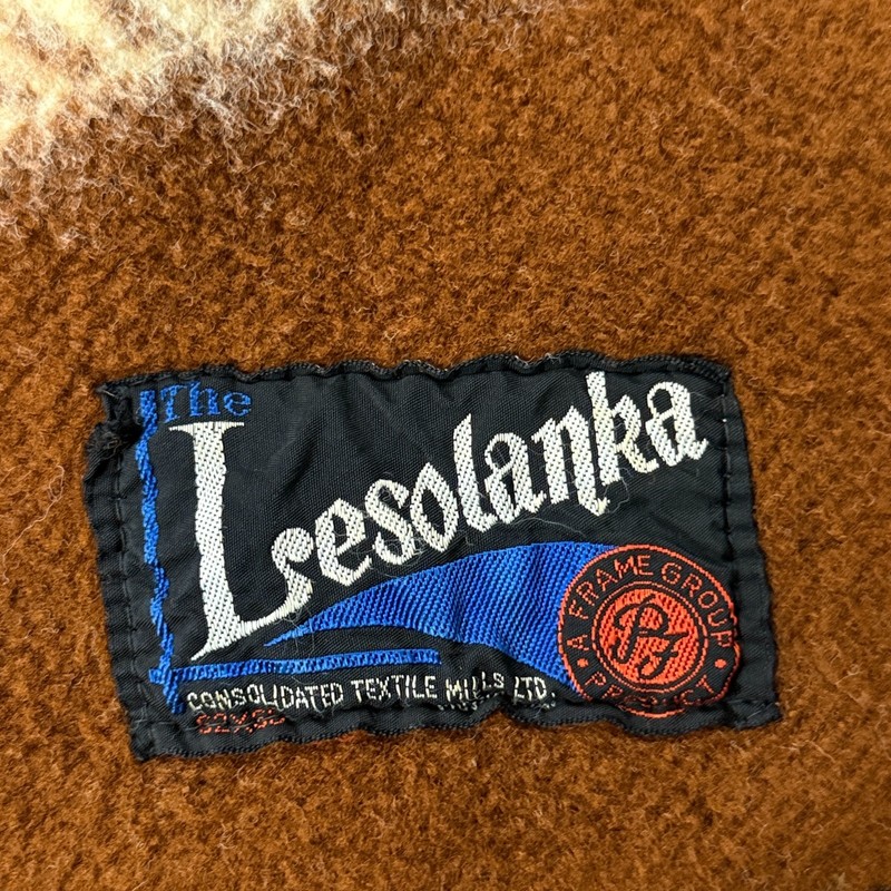 VTG Lesolanka Wool Blanket Native American Style Tribal Brown Tan Throw 60x58 gallery
