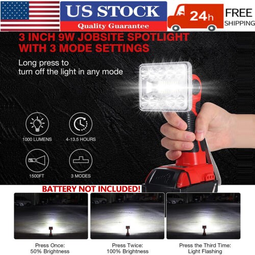 1000LM Cordless LED Flashlight Work Light Torch for Milwaukee 18V Li-Ion Battery gallery