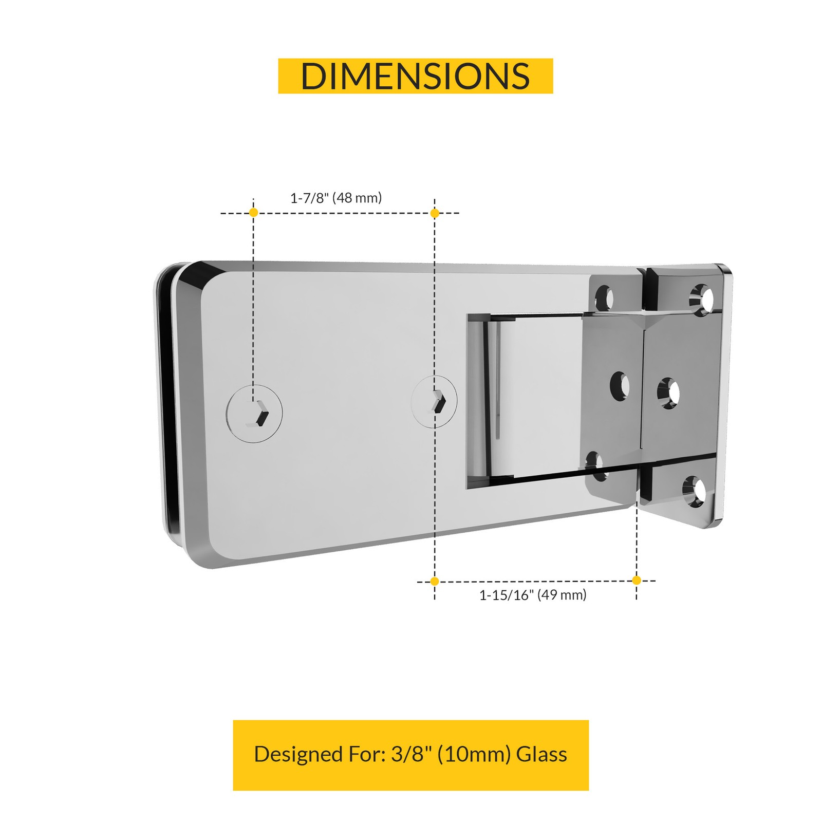 Wall Mount Hinge With Offset Back Plate Type Polished Chrome Finish gallery