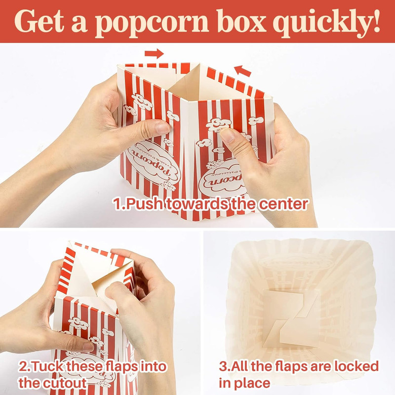 MAQIHAN 18 Popcorn Boxes Easy Assembly - 46Oz Square Popcorn Bowls Square Bucket gallery