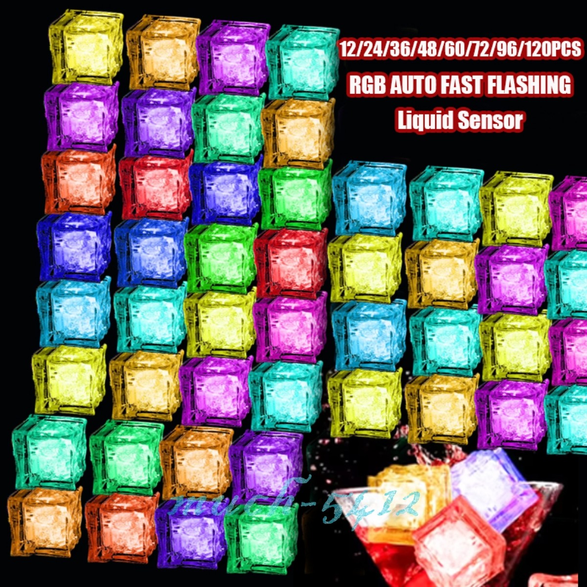 Light Up Ice Cube Liquid Sensor LED RGB fast flashing for Drinks Pond Wedding gallery