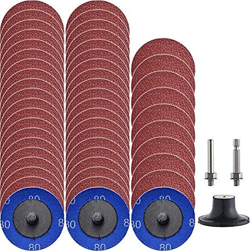 Miroku 50Pcs P80 2 Inch Roll Lock Quick Change Discs Set, A/O Sanding Discs with