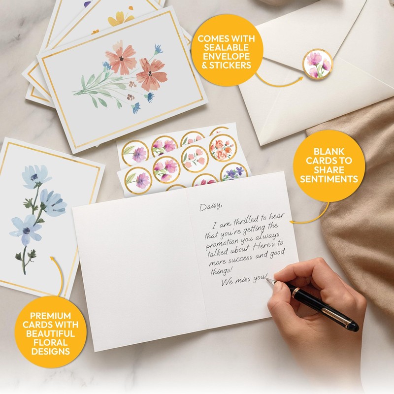 30 Blank Floral Note Cards with Envelopes 4x6 Inch Stationery Set gallery