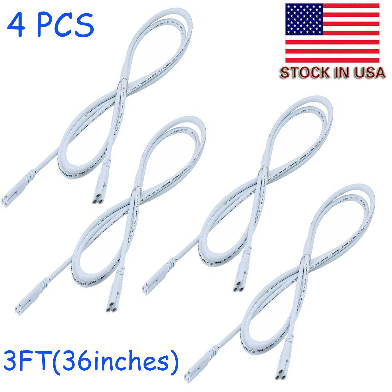 4 PCS 3FT Connector Cords 3 Pin Connecting Cables Wire For T5 T8 LED Tube Light gallery