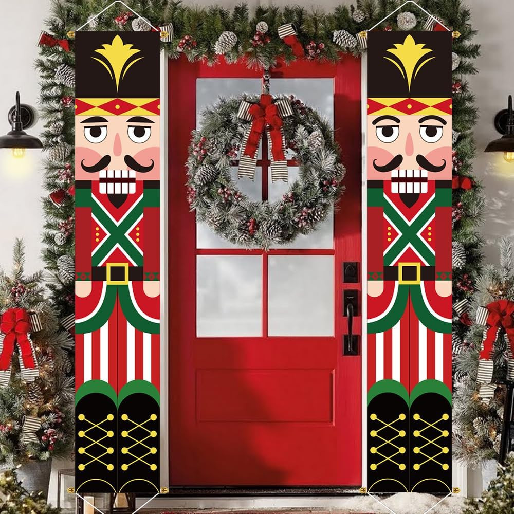 Nutcracker Soldier Christmas Decorations, 2Pc 71X13In Outdoor Yard Banner, Fade