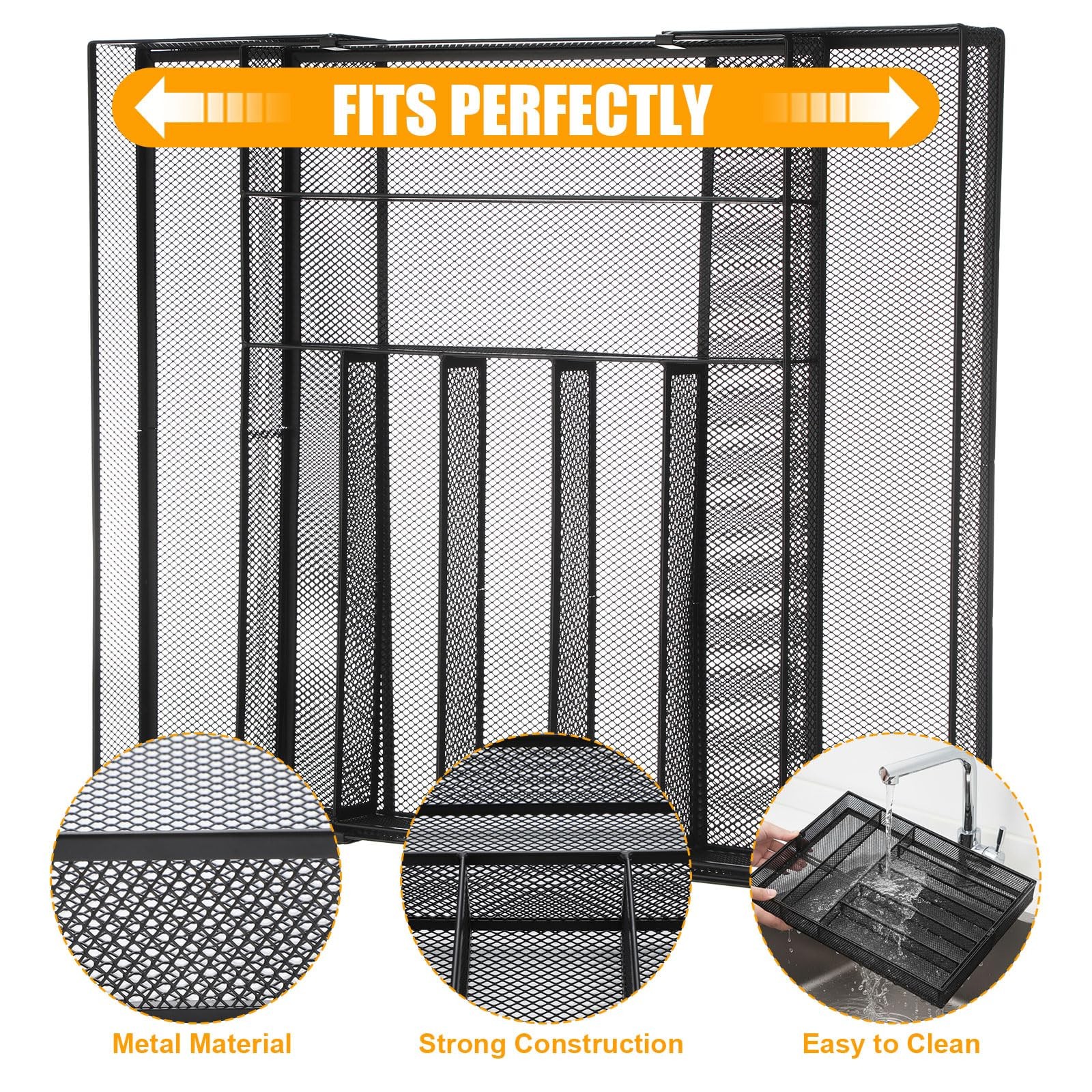 Fiwochic 2 Pcs Utensil Drawer Silverware Organizer, Metal Mesh Expandable 13"... gallery