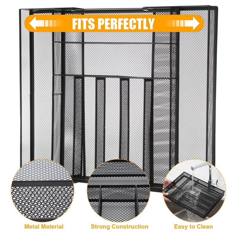 Fiwochic 2 Pcs Utensil Drawer Silverware Organizer, Metal Mesh Expandable 13"... gallery