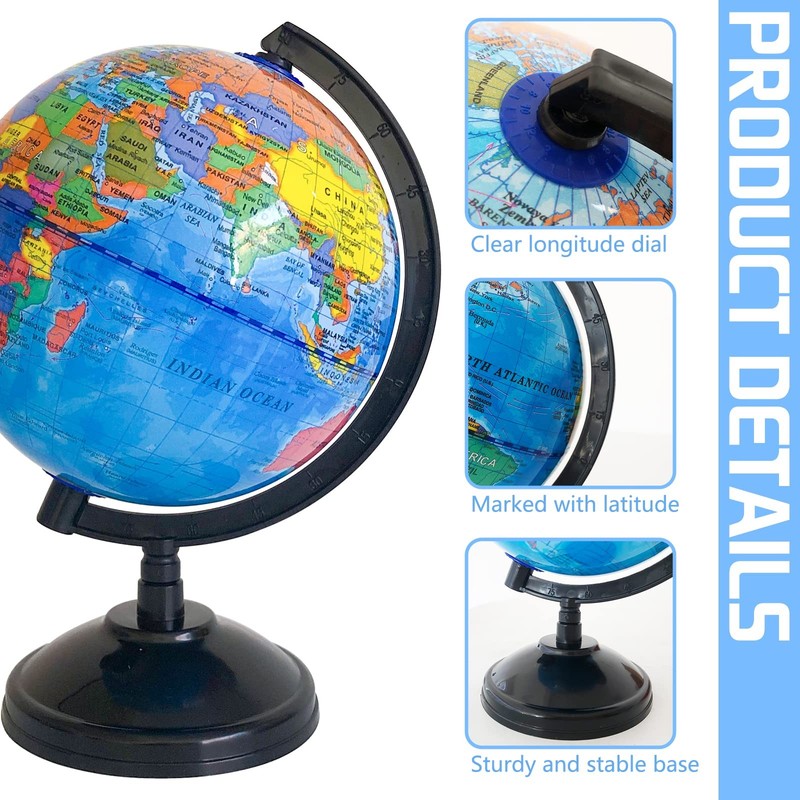 WORLD GLOBE EARTH Map Rotating Geography Ocean Classroom Learning Desktop 6 gallery