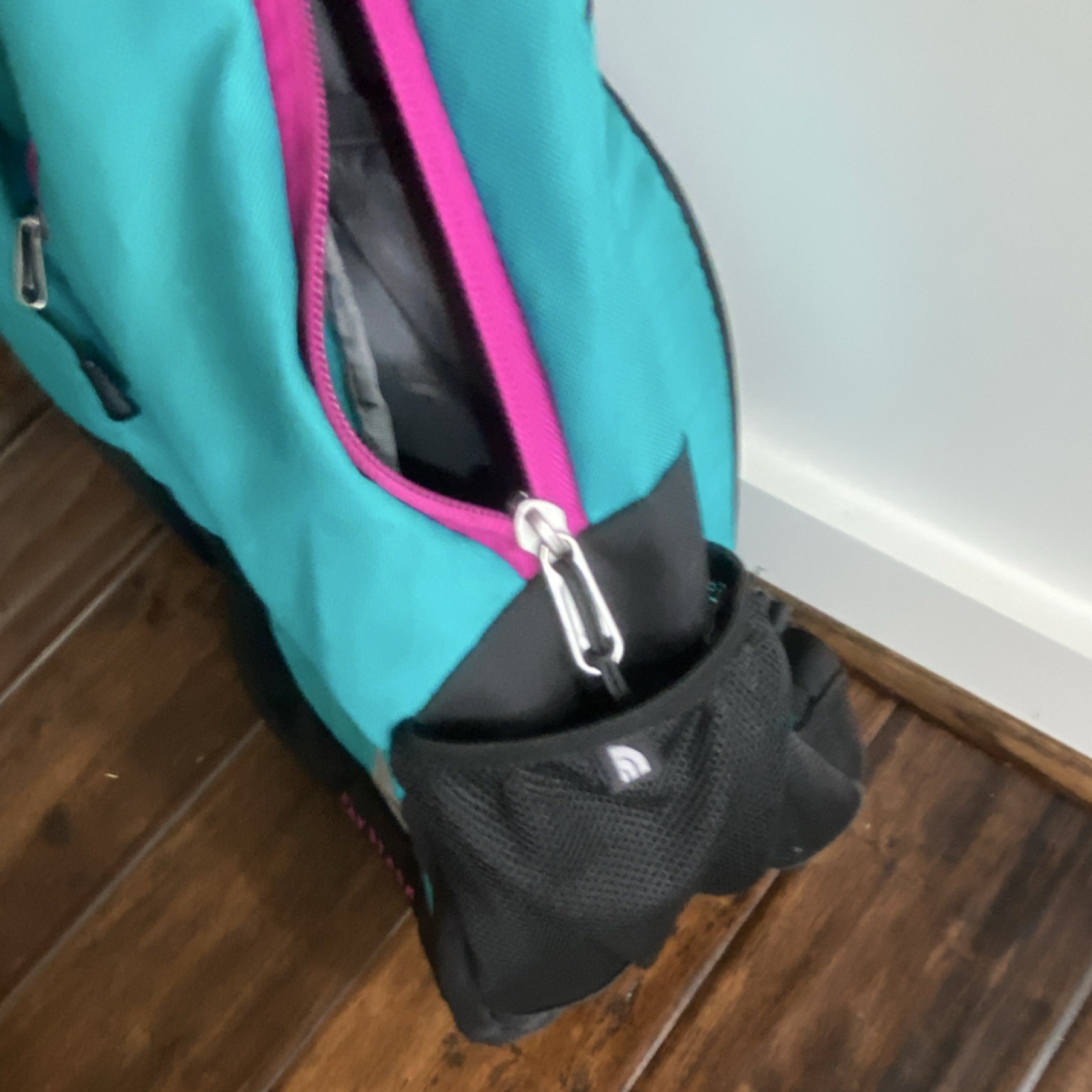 The North Face Haystack Hiking Backpack Turquoise Black Pink External Pockets 3