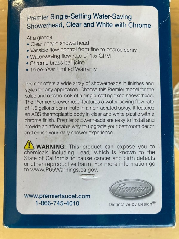 Premier 192062 Single-Setting Showerhead, 1.5 GPM, Clear White Chrome gallery