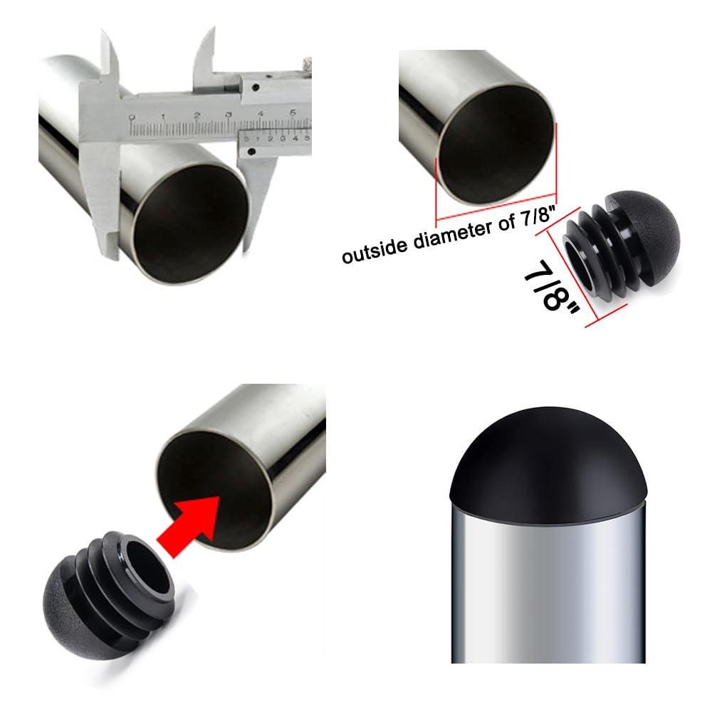 20PCS 22 mm (7/8 Inch) Plastic End Caps Plugs Chair 7/8 inch (22mm), Black gallery