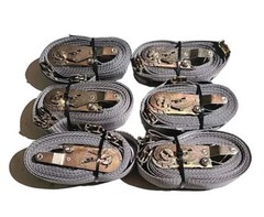(6-Pack) USCC E Track Ratchet Straps Gray 1,467LBS WLL x 16′ Long