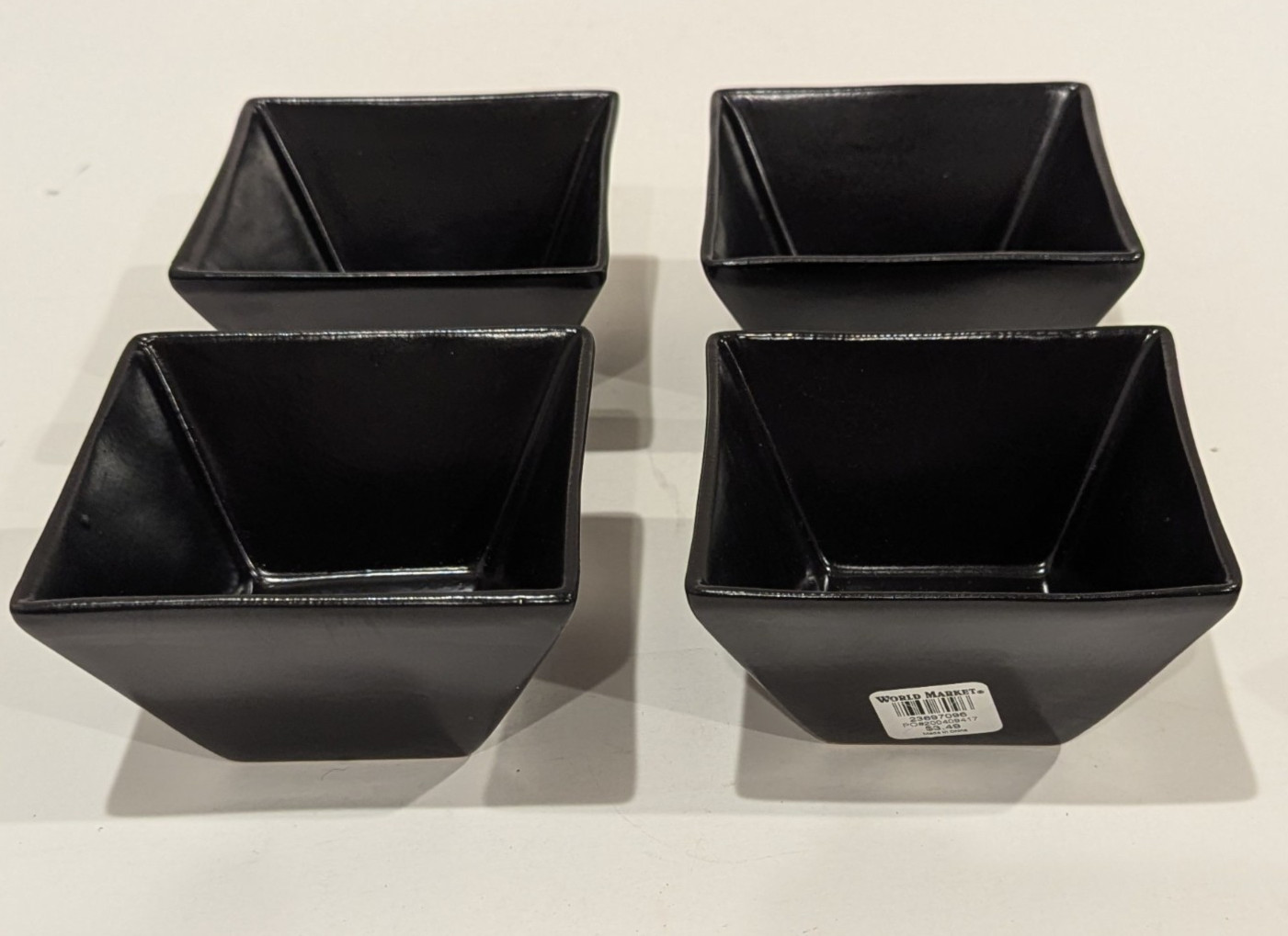 World Market Matte Black Square Dipping Bowls, Relish, Condiments 4.25" Set/4 gallery