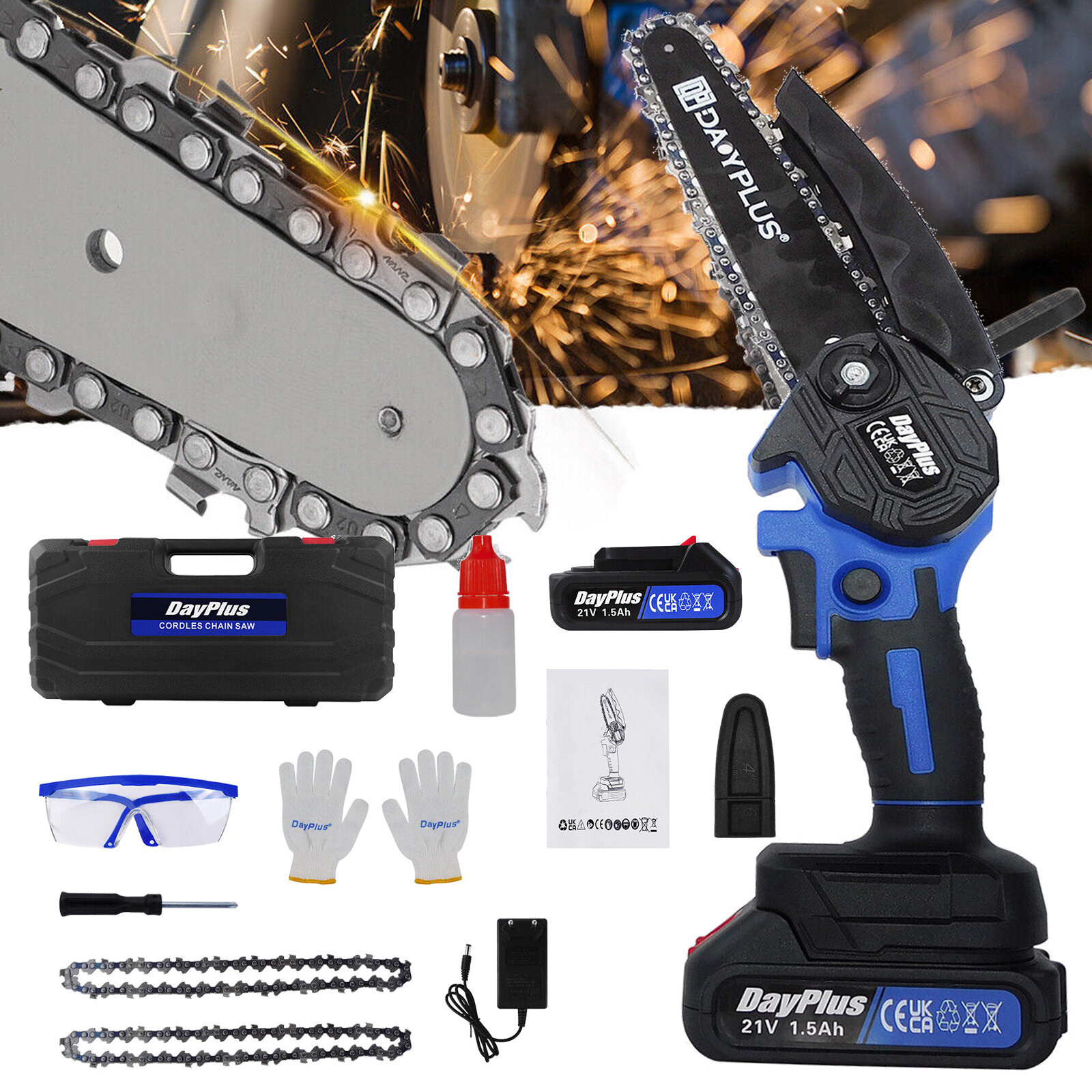 Cordless Chainsaw Electric One-Hand Saw Wood Cutter Battery for Tree Trimming gallery