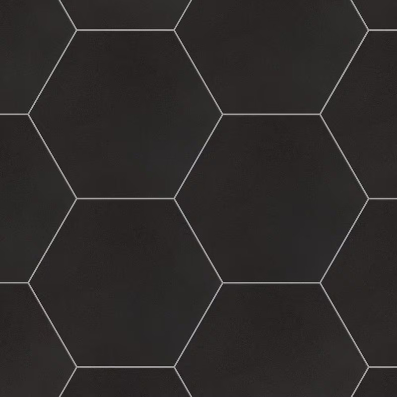 Textile Basic Hex Black 8-5/8 In. X 9-7/8 In. Porcelain Floor and Wall Tile (11. gallery