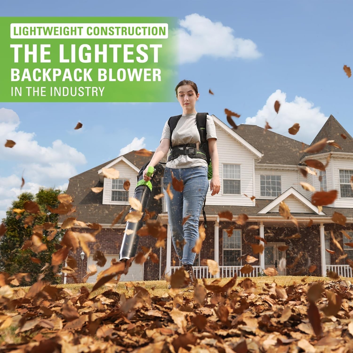 Greenworks 40V 710CFM Backpack Leaf Blower (Dual Battery Port) w/ 2x 8Ah Battery gallery