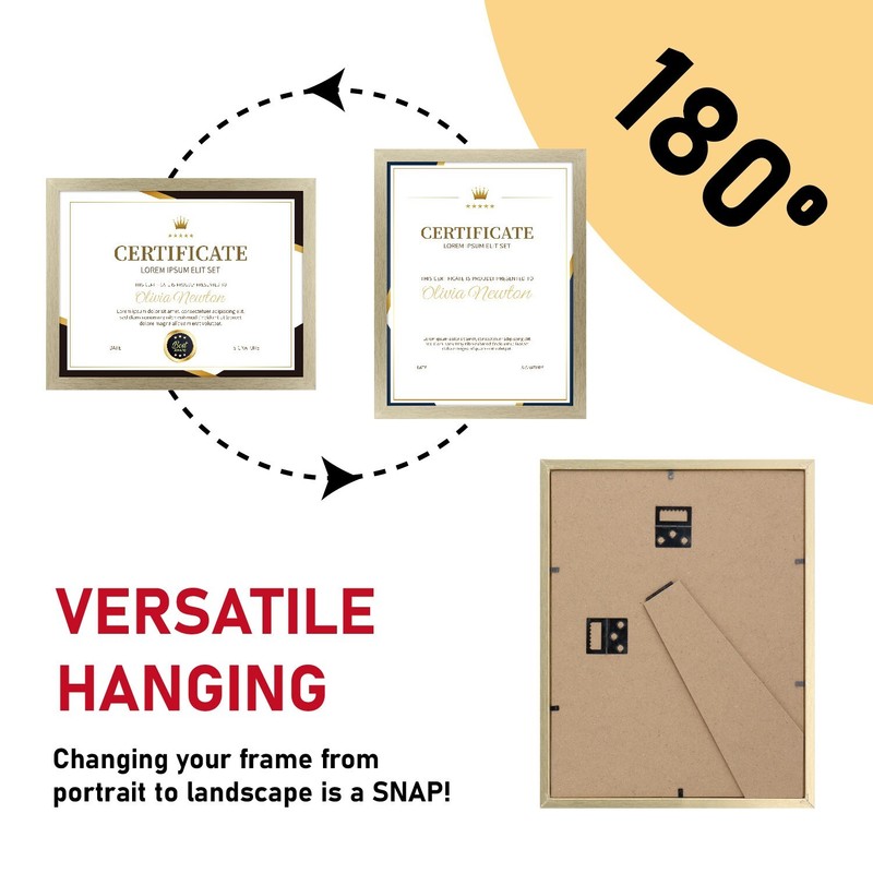 Certificate Frames Document frames 8.5x11 for Wall Or Tabletop , Set of 12 Gold gallery