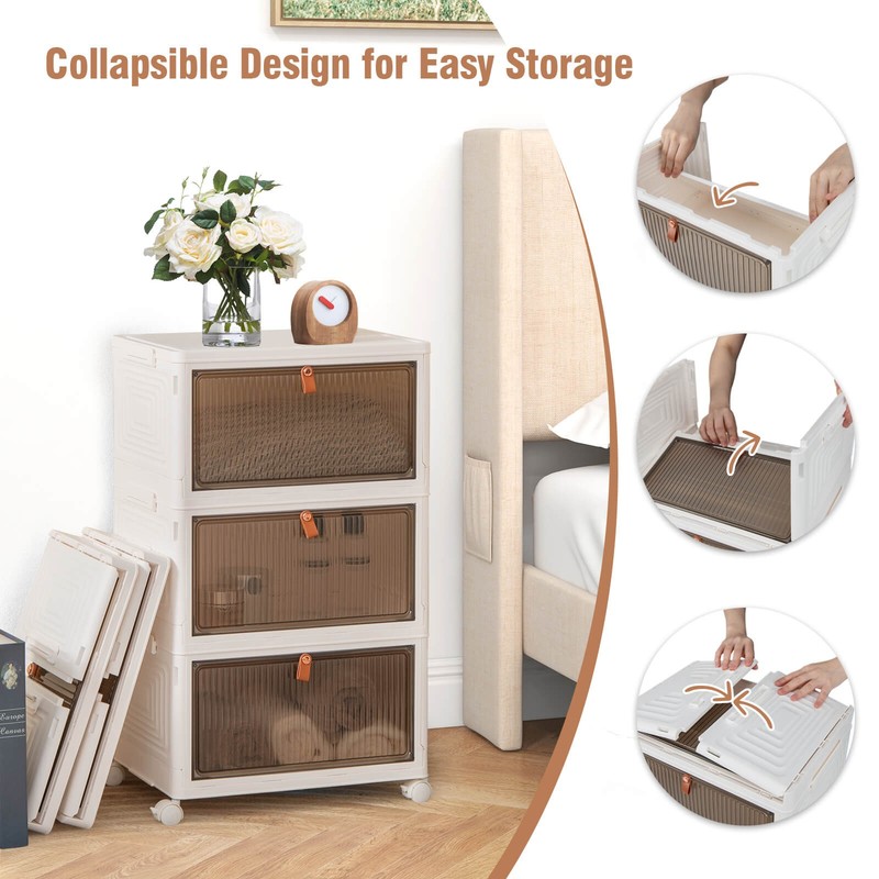 6-Tier Stackable Plastic Storage Bins Storage Bin Organizer with Lids & Doors gallery