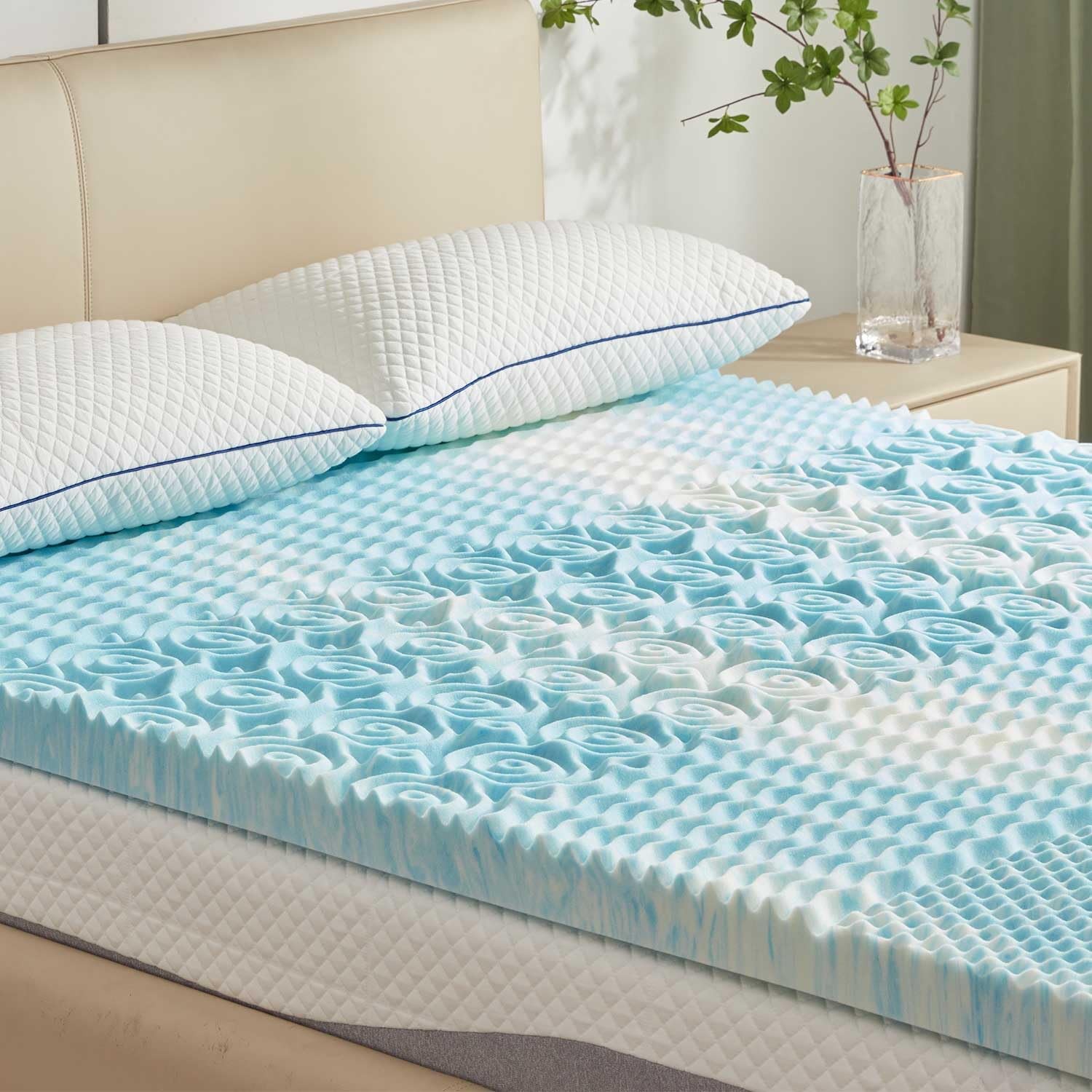 SINWEEK 2 Inch Mattress Topper 5-Zone Memory Foam Mattress Topper Pressure Relie gallery