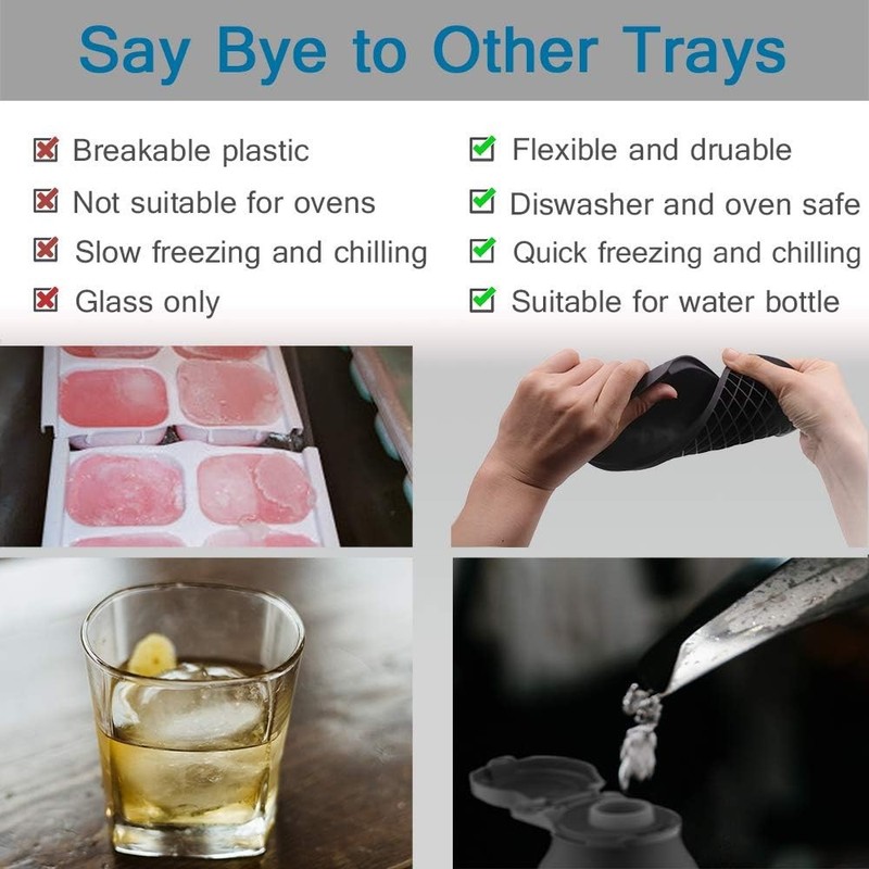 This small silicone ice cube tray set (3-piece pack) makes 160 ice cubes. gallery