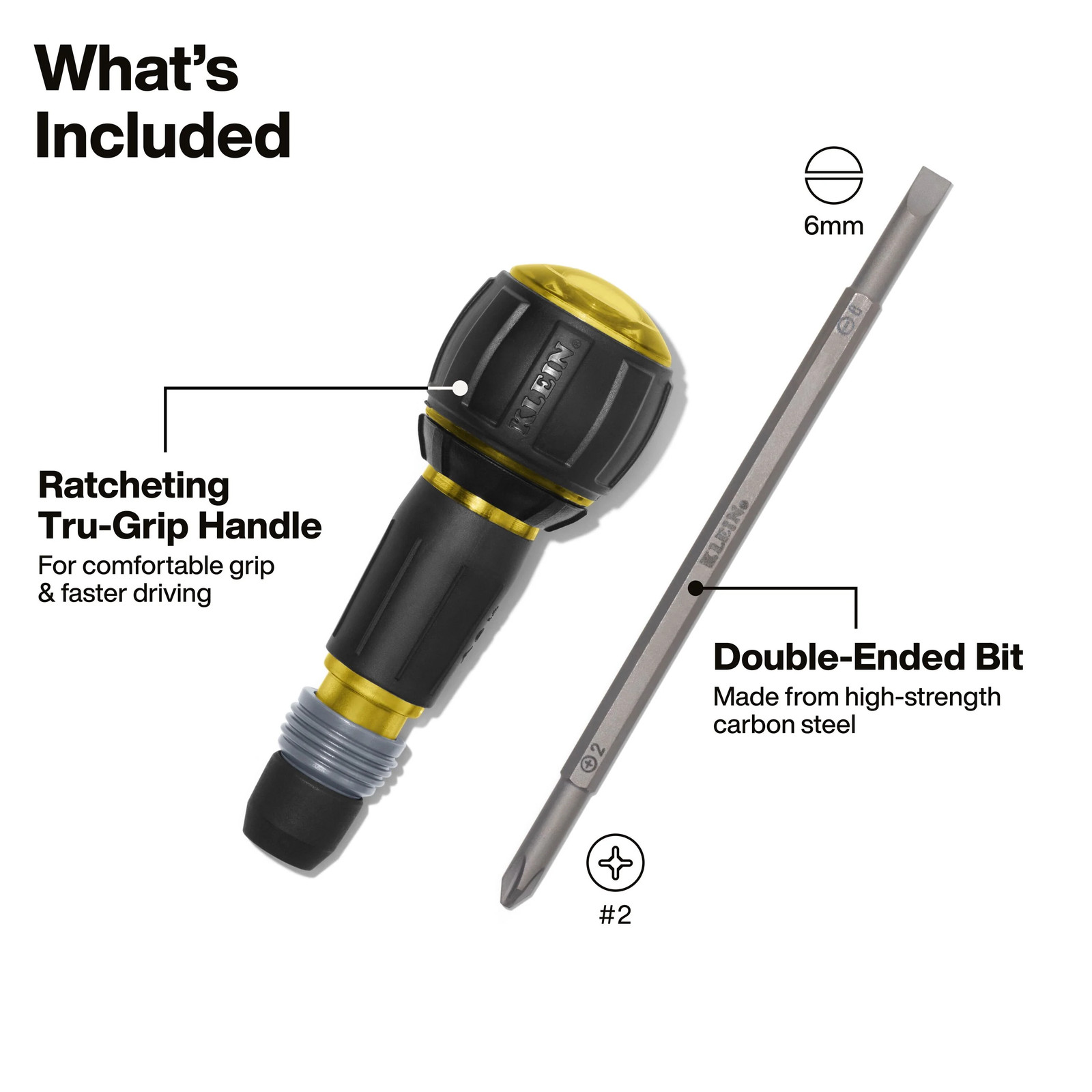 Klein Tools 32960ARCHT Ratcheting Fastbit Tru-Grip Screwdriver, Phillips gallery