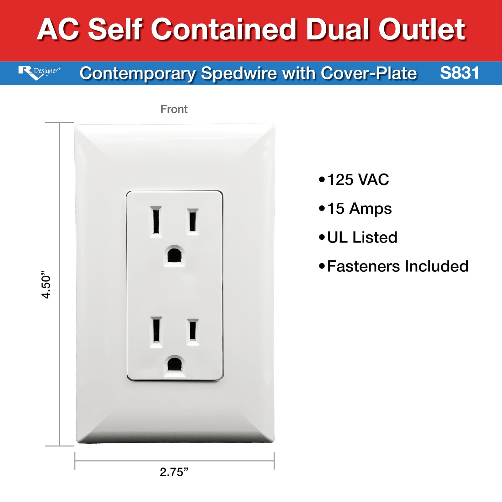 White RV Electrical Outlet Durable Design Easy Installation for Motorhome Power gallery