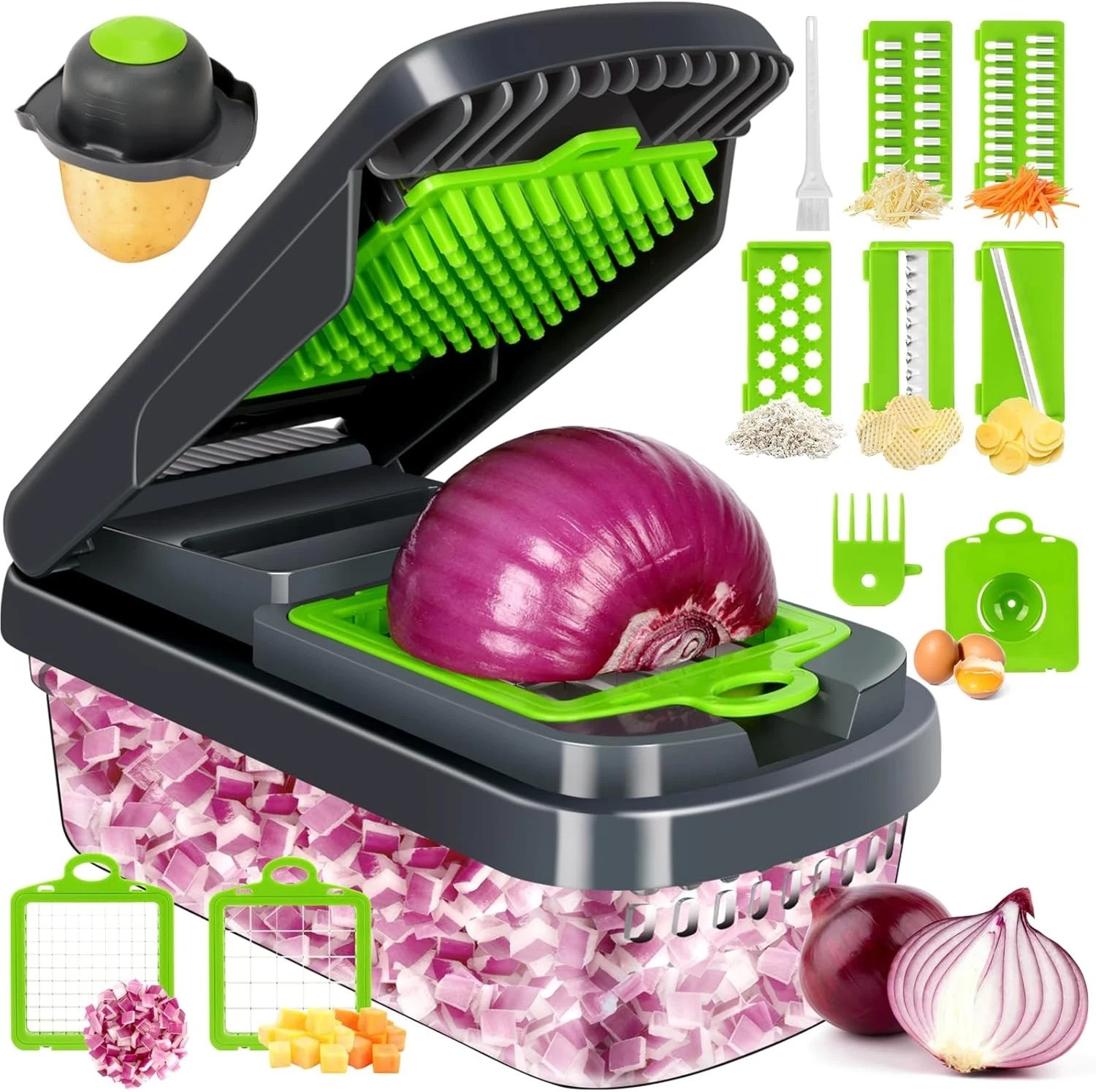 Vegetable Chopper,12-in-1 Multifunctional Food Chopper,Professional Onion Choppe gallery