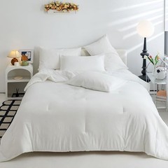 Ultra-Soft White Queen Comforter Set – 3 Pieces Queen/Full (92″x88″) Snow White