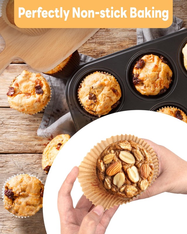 100pcs Jumbo Cupcake Liners for Baking, Natural Jumbo Muffin Liners, Unbleach... gallery