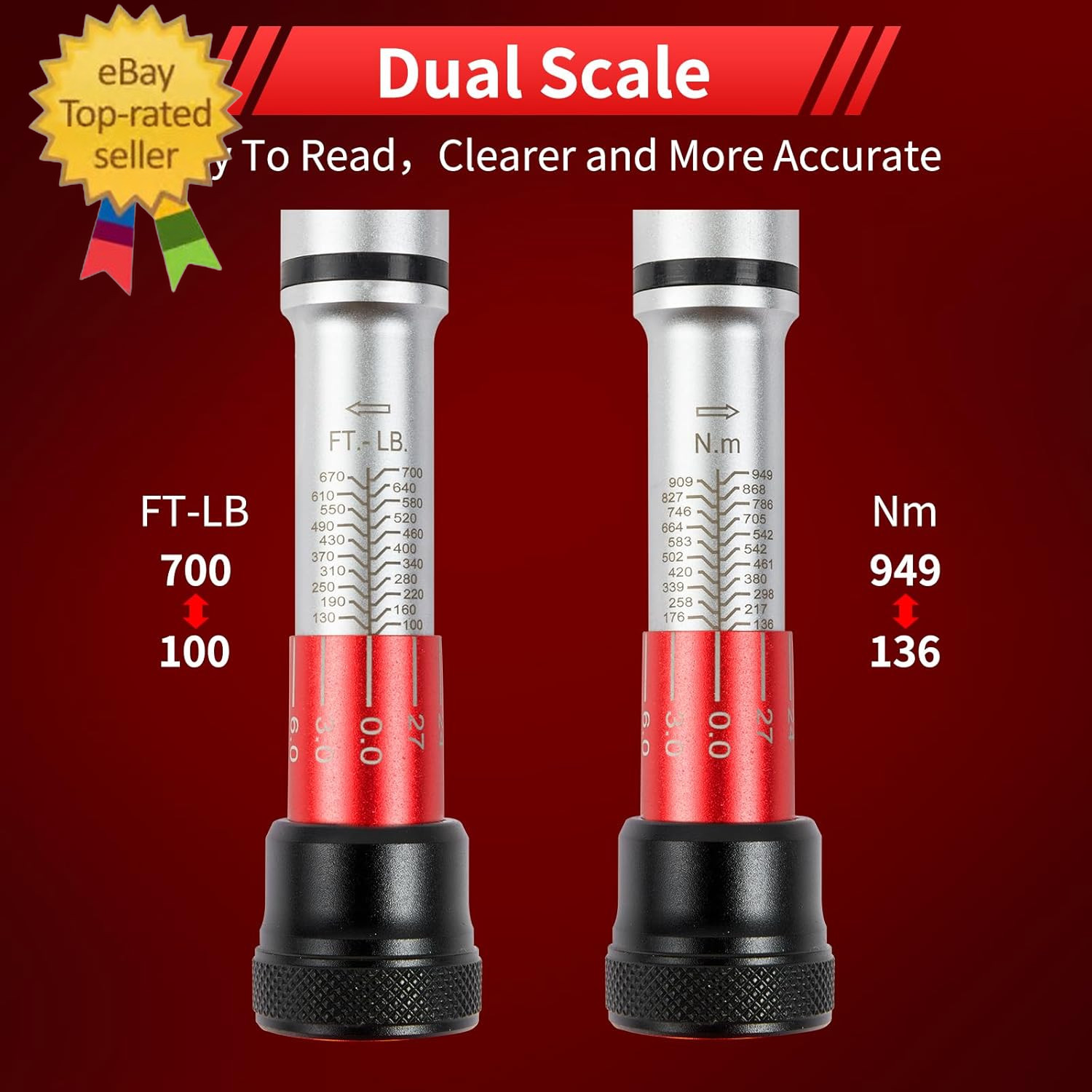 3/4-Inch Drive Click Torque Wrench, Dual-Direction Adjustable 48 Tooth 100-700Ft gallery