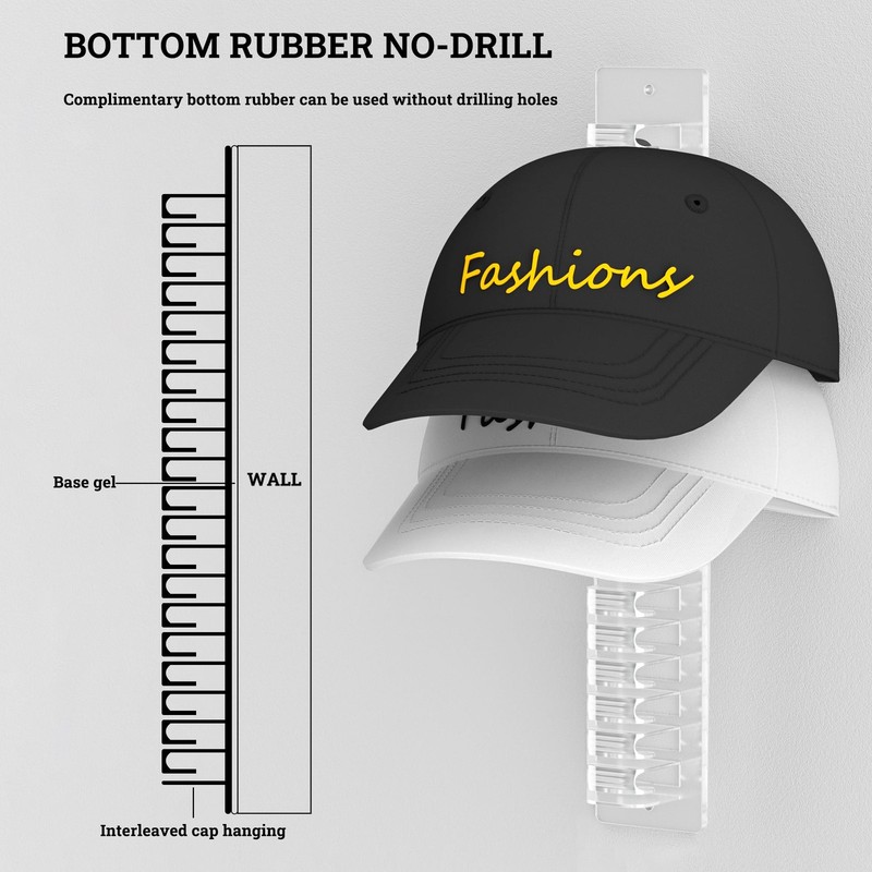 Baseball Cap Organizer - 2 Pack Hat Rack Display Holder with Up to 19 Hat Hooks gallery