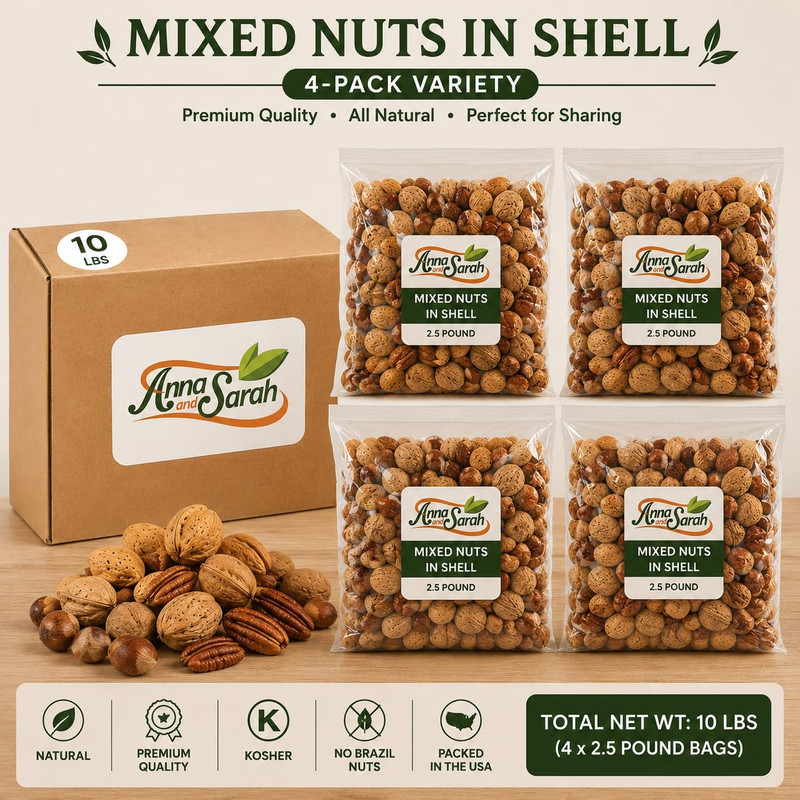 10 Lbs Premium Mixed Nuts in Shell,Walnuts,Pecans,Almonds,Hazelnuts (NO BRAZIL N gallery