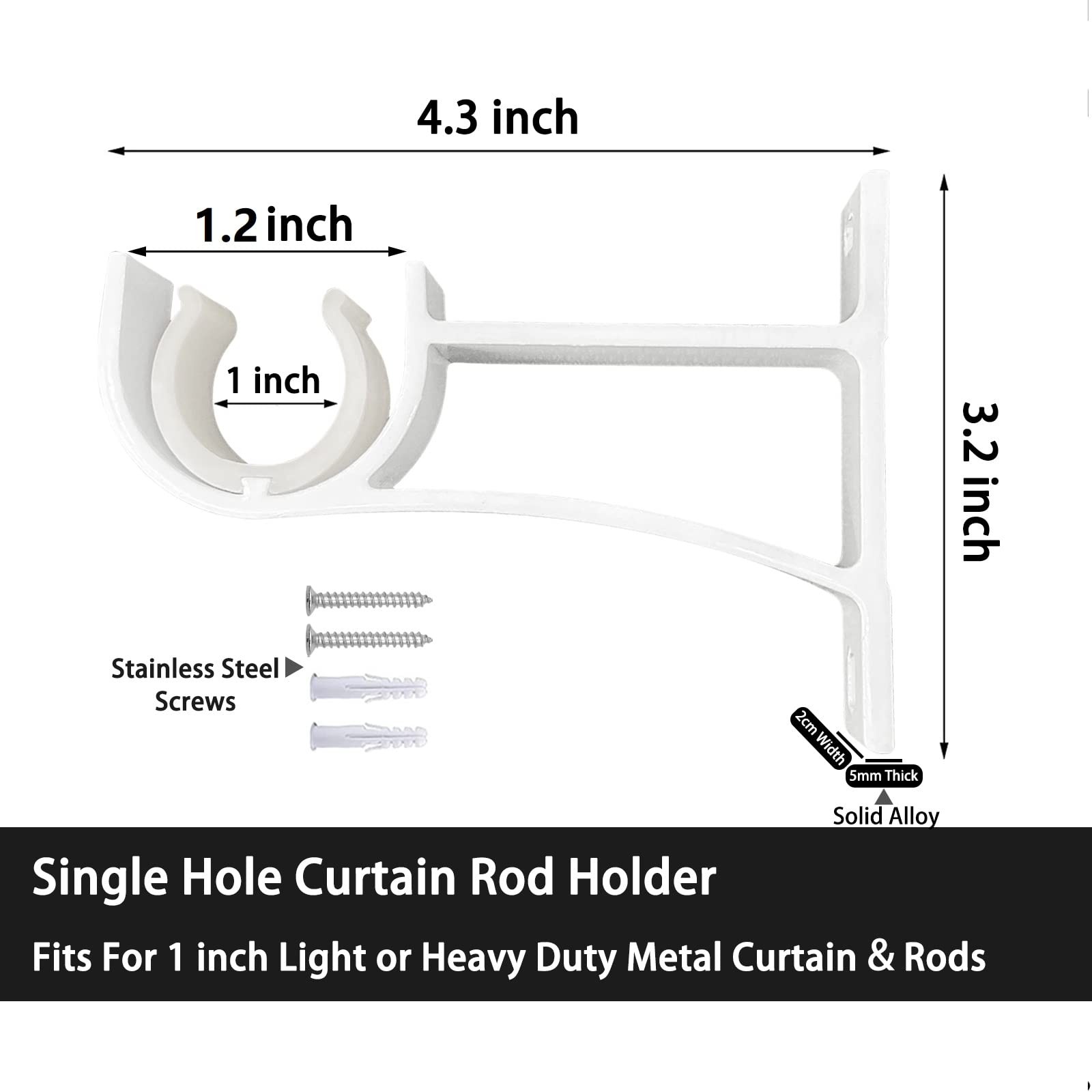 6 PCS White Heavy Duty Wall Mount Curtain Rod Brackets Fits 1 To 11/5 Inch gallery