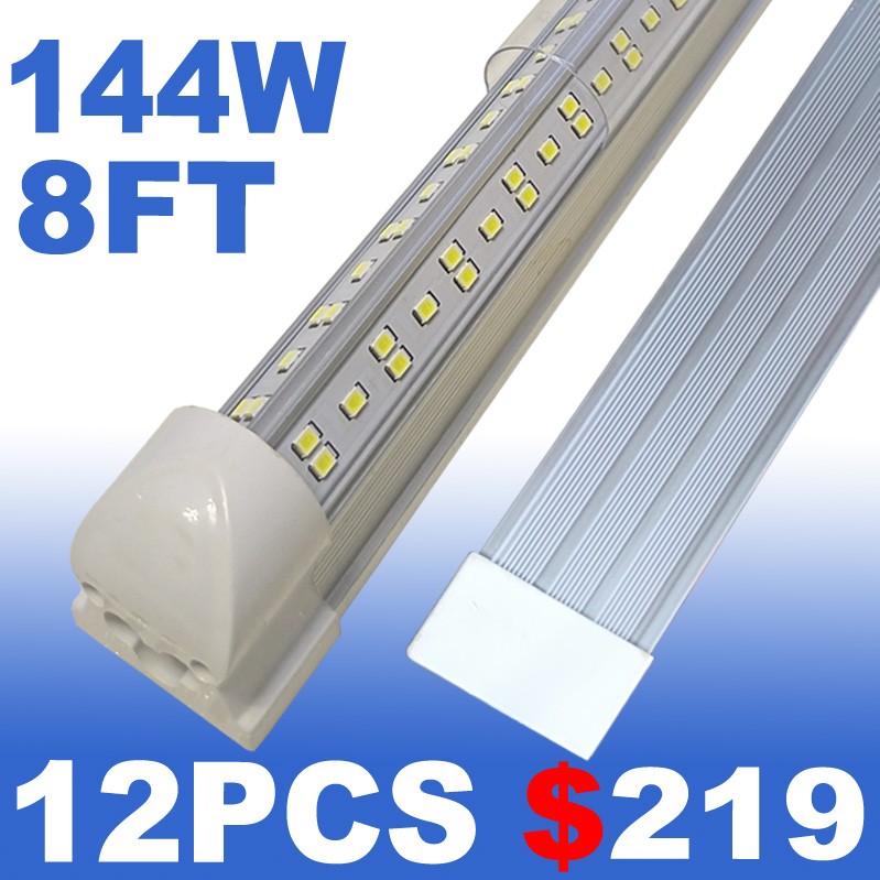 8FT LED Shop Light Fixture - 120W 14400LM, 6500K Integrated Tube Light 12pack gallery
