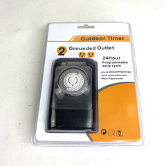 Outdoor Timer 2 Grounded Outlets 24 Hr Programmable Daily Cycle 125VAC 60Hz NEW