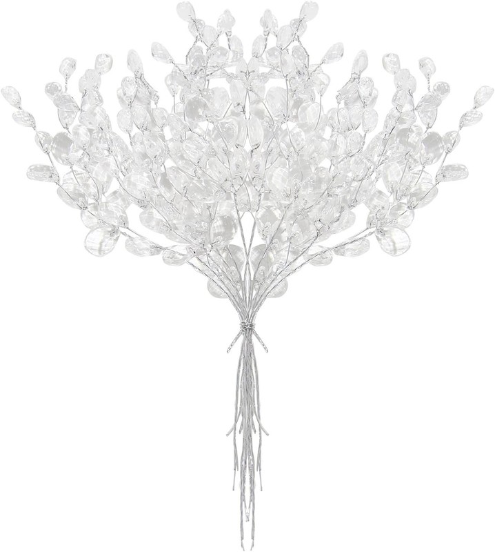 50pcs Acrylic Bead Drop Stems Flower Bouquet Crystal Bud Branches Flower Twig... gallery