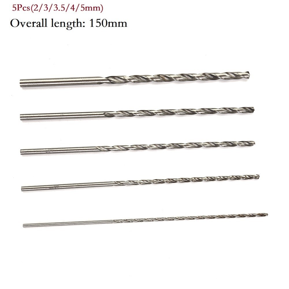 5Pcs Extra Long HSS High Speed Steel Drill Bit Set 2mm,3mm,3.5mm,4mm,5mm Bits gallery