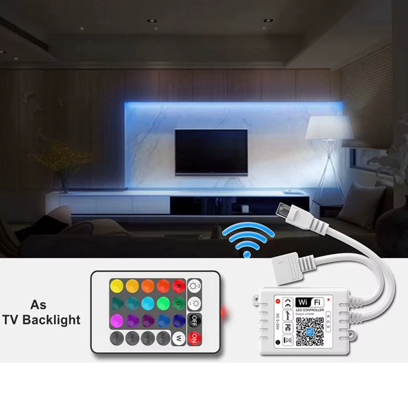 WiFi RGB LED Strip RF Controller 24Key Remote For DC12V-24V 5050 RGB LED lights gallery