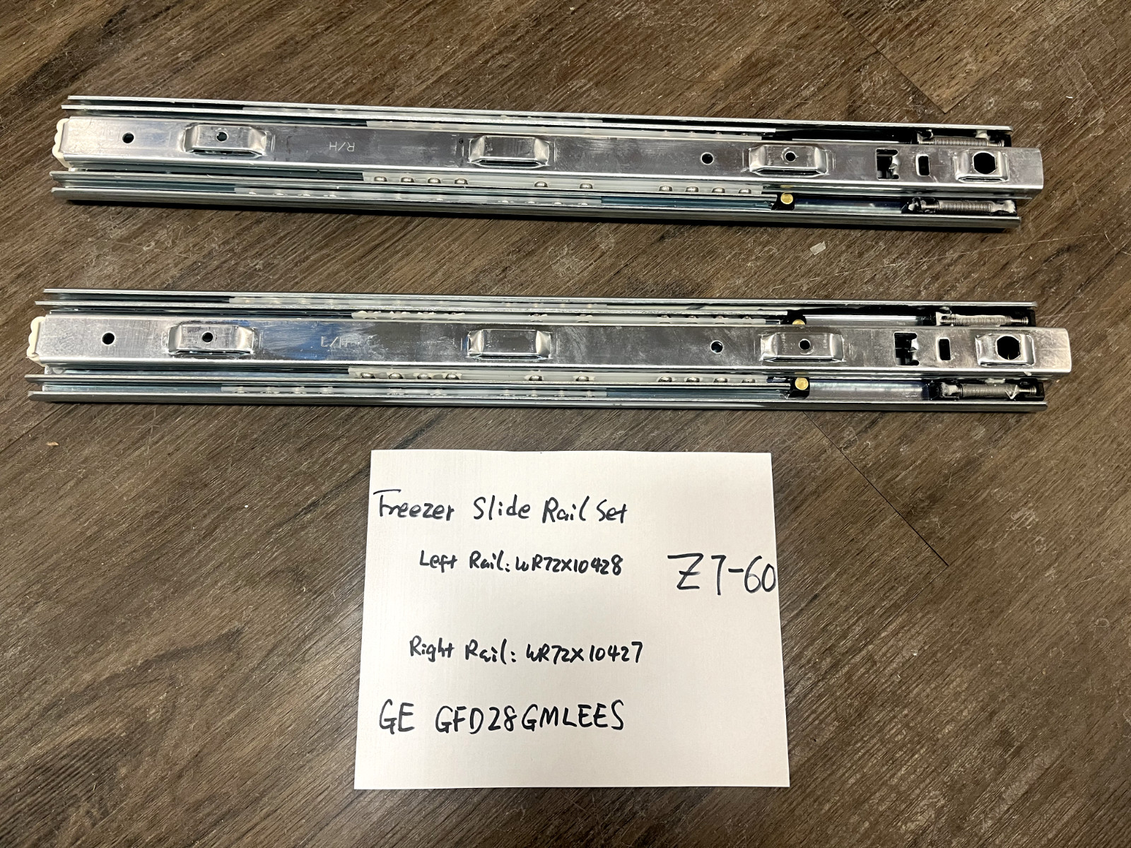 Freezer Slide Rail Set WR72X10428, WR72X10427 GE GFD28GMLEES Refrigerator Z7-60 gallery