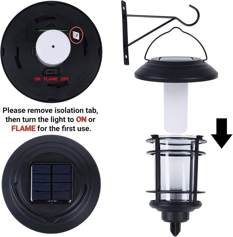 Solar Flame Wall Lanterns 4 Pack Outdoor Waterproof Flickering LED Sconce Lights gallery