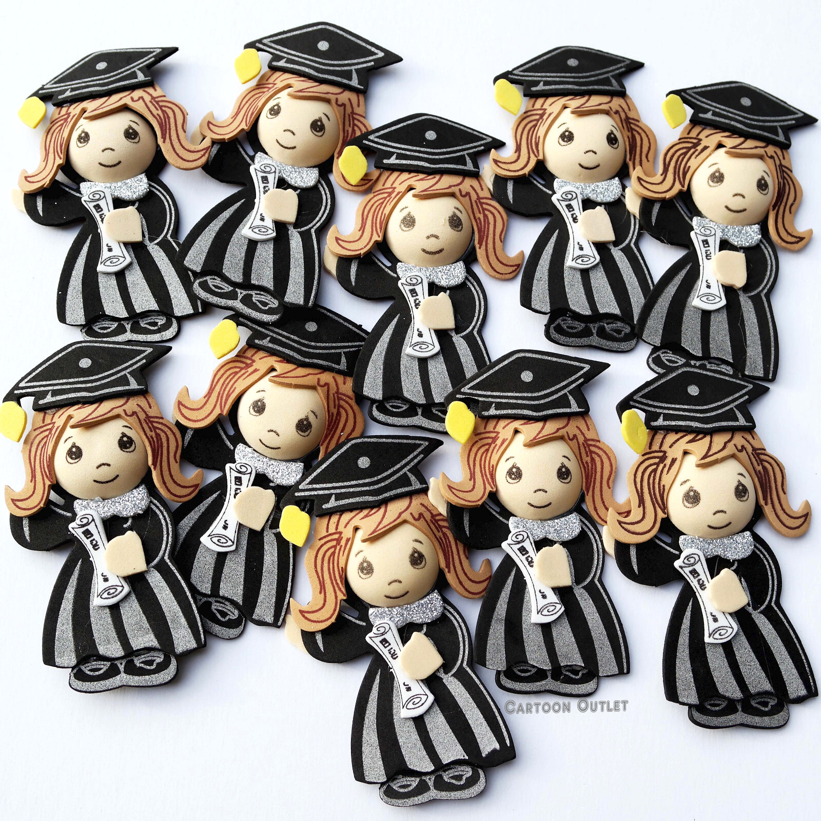 10 pc GRADUATION FOAM DECORATION CENTERPIECE Girl RECUERDOS CAP & GOWN 2025 gallery